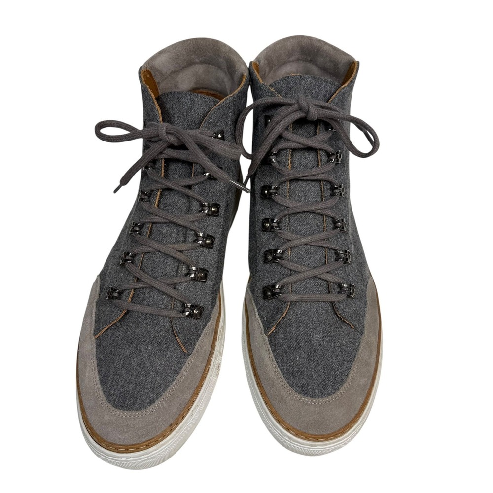 Taft Mens Grey Wool Suede High Top Sneakers Lace Up D-Ring Boots Size 46 - Picture 2 of 10